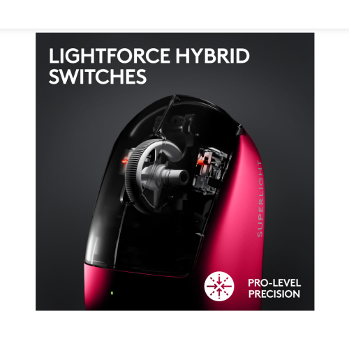 Logitech G PRO X Superlight 2 Lightspeed Wireless Gaming Mouse, Lightweight, LIGHTFORCE Hybrid Switches- Magenta by LOGITECH - Refurbished condition - Image 2