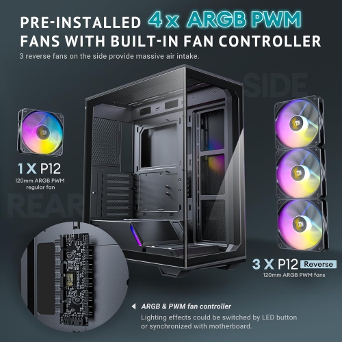 ANTEC DARK CUBE GAMING CASE C3 ARGB ITX, M-ATX, BLACK
