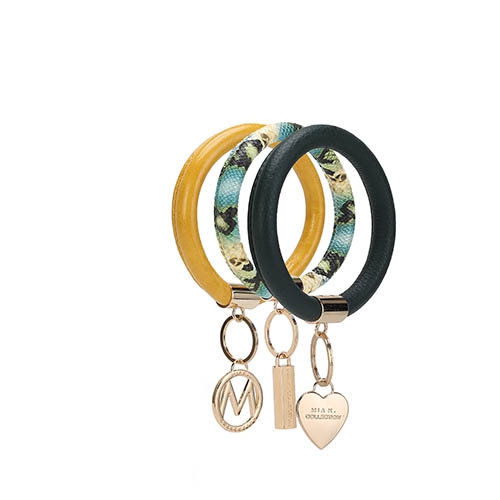 Ensemble porte-clés bracelet cuir végétalien pour femmes MKF Collection Jasmine par Mia K