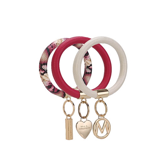 Ensemble porte-clés bracelet cuir végétalien pour femmes MKF Collection Jasmine par Mia K