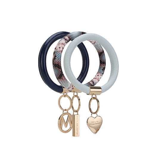 Ensemble porte-clés bracelet cuir végétalien pour femmes MKF Collection Jasmine par Mia K