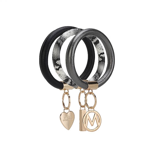 Ensemble porte-clés bracelet cuir végétalien pour femmes MKF Collection Jasmine par Mia K