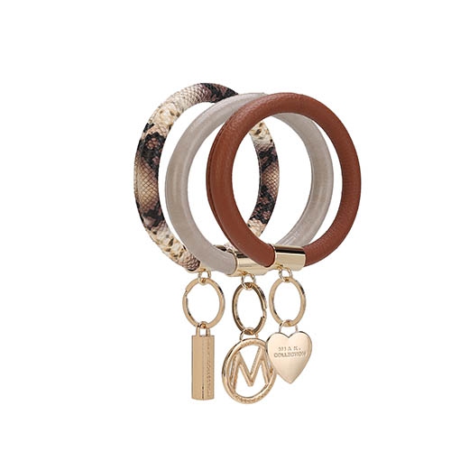 Ensemble porte-clés bracelet cuir végétalien pour femmes MKF Collection Jasmine par Mia K