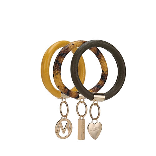 Ensemble porte-clés bracelet cuir végétalien pour femmes MKF Collection Jasmine par Mia K