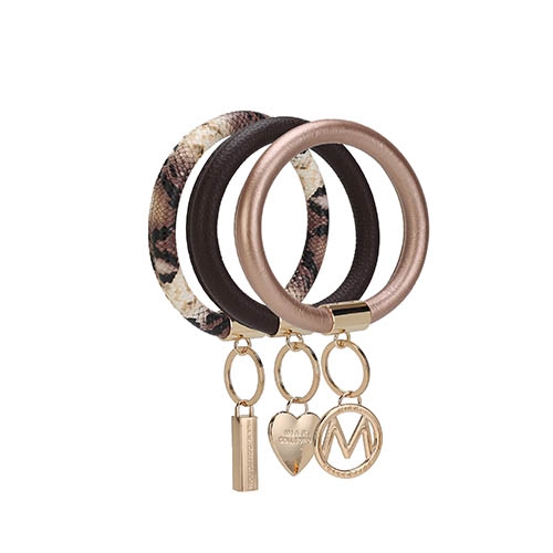 Ensemble porte-clés bracelet cuir végétalien pour femmes MKF Collection Jasmine par Mia K