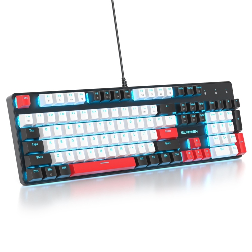 Owpkeenthy 104 Keys Full Size Mechanical Gaming Keyboard with Number Pad, Wired 100% Office Light Up Keyboard NKRO RGB Backlit Red Switch for PC Gamer