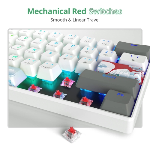 RGB Mechanical Keyboard 60 Percent Red Switches, Ultra-Compact Mini Wired Gaming Keybaord with Backlit PBT Dye-Sub Keycaps for Win/Mac/PC