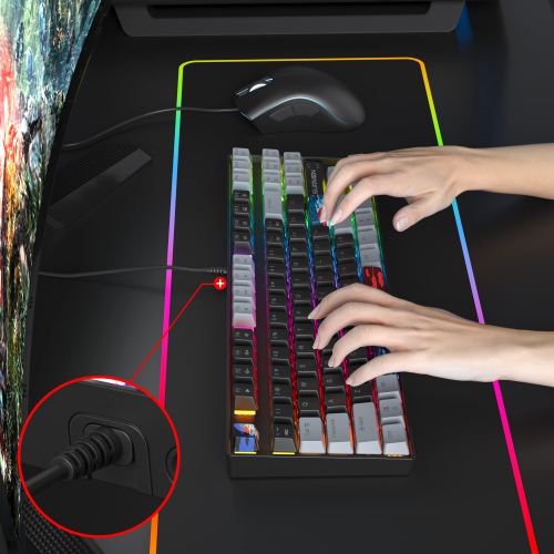 75% Percent Gaming Keyboard Mechanical with Red Switch, 87 Keys Wired RGB TKL Gaming Keyboard Backlit Keys for PC Xbox PS