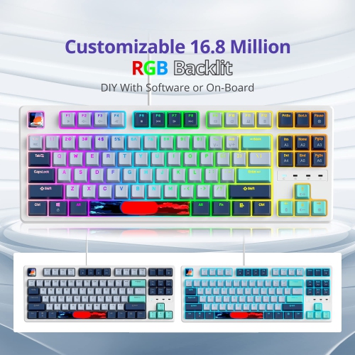 Owpkeenthy 75 Percent Mechanical Gaming Keyboard, Red Switch RGB Backlit Wired 87 Key TKL Gaming Keyboard N-Key Rollover for Win/Mac PC Gamer(87