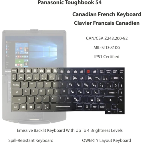 Panasonic Toughbook CF-54 MK2 - French Canadian Keyboard, 14” HD Display, Core i5-6300U 3.0GHz, 16GB RAM, 512GB SSD, Serial Port, Windows 10 Pro