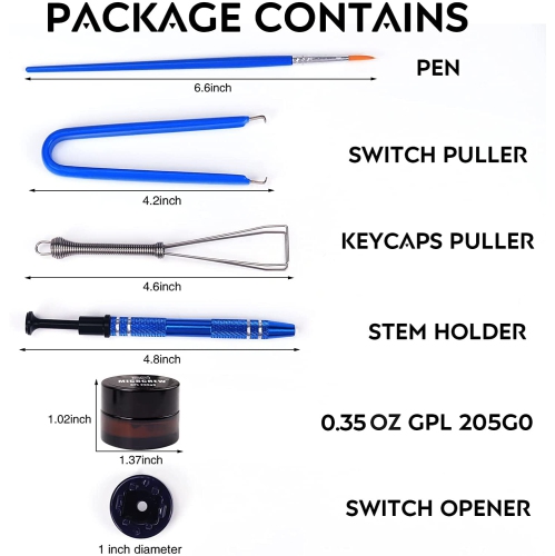 Switch Opener Kit with 0.35OZ GPL205 G0 Keyboard Lube 6PCS Contains Keycap Puller Switch Puller Stem Holder Keyboard Grease for Mechanical Keyboard