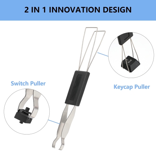 2 Pcs Keycap Puller Mechanical Switch Puller Stainless Steel Keyboard Remover with 2 Pcs Keyboard Brush Must-have Tool for Mechanical Keyboard Clean,