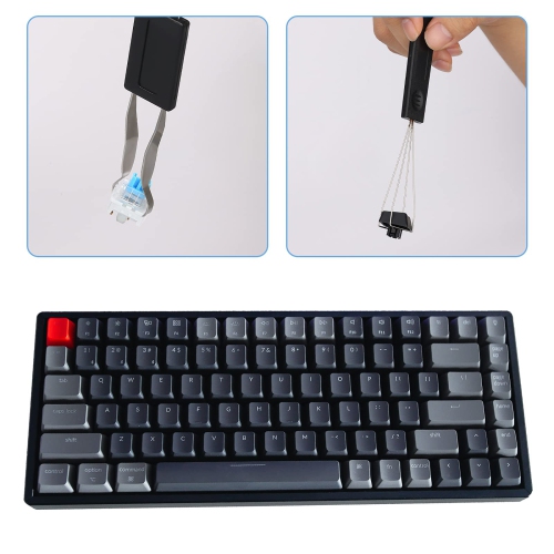2 Pcs Keycap Puller Mechanical Switch Puller Stainless Steel Keyboard Remover with 2 Pcs Keyboard Brush Must-have Tool for Mechanical Keyboard Clean,