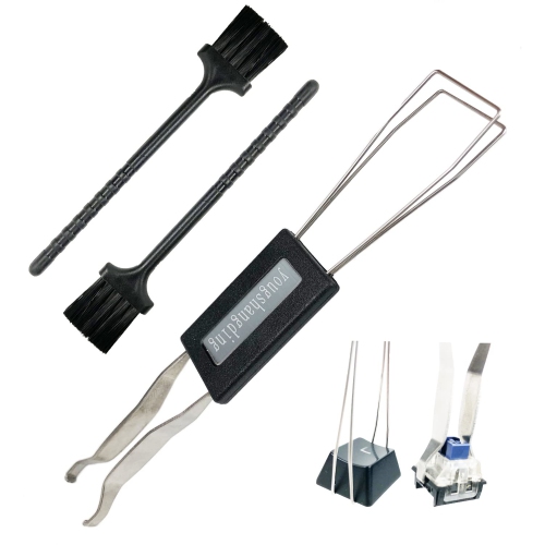 Extracteur de touches avec brosse pour clavier de 2 pièces, trousse de nettoyage d'ordinateur pour touches de clavier d'ordinateur mécanique, outil d