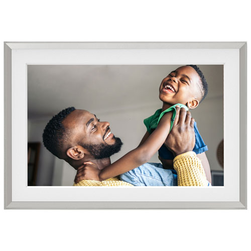 Cadre photo numérique Wi-Fi de 10,1 po Carver Mat Clay d'Aura - Blanc