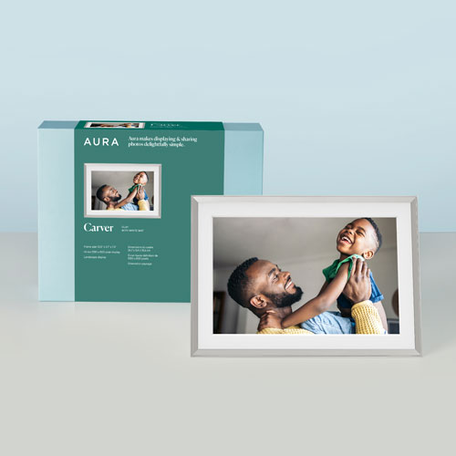 Cadre photo numérique Wi-Fi de 10,1 po Carver Mat Clay d'Aura - Blanc