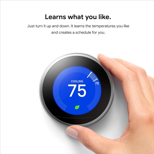 Boîte ouverte - thermostat Nest Learning de Google - thermostat intelligent programmable pour la maison - thermostat Nest de 3rd génération - Noir