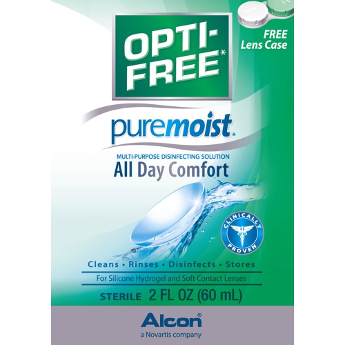 Opti-Free Puremoist Multi-Purpose Disinfecting Solution with Lens Case,, 2 Fl Oz (Pack of 3)