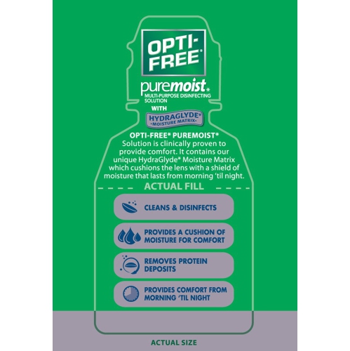 Opti-Free Puremoist Multi-Purpose Disinfecting Solution with Lens Case,, 2 Fl Oz (Pack of 3)