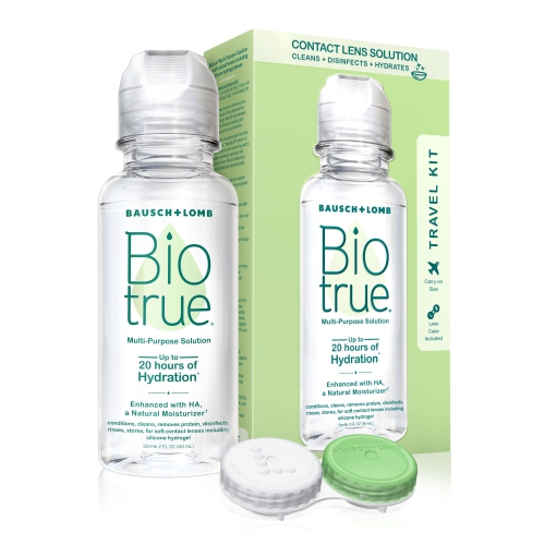 BIOTRUE Contact Lens Solution, Multi-Purpose Solution for Soft Contact Lenses, Lens Case Included, 2 FL OZ