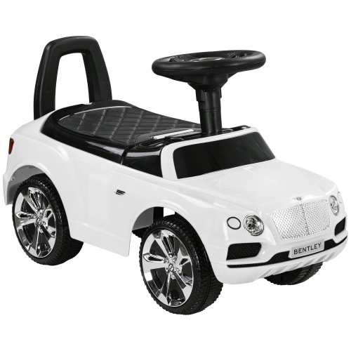 Qaba Bentley Bentayga Licensed Baby Car Ride on Push Car Foot to Floor Slider with Horn Music Under Seat Storage for 18 36 Months White