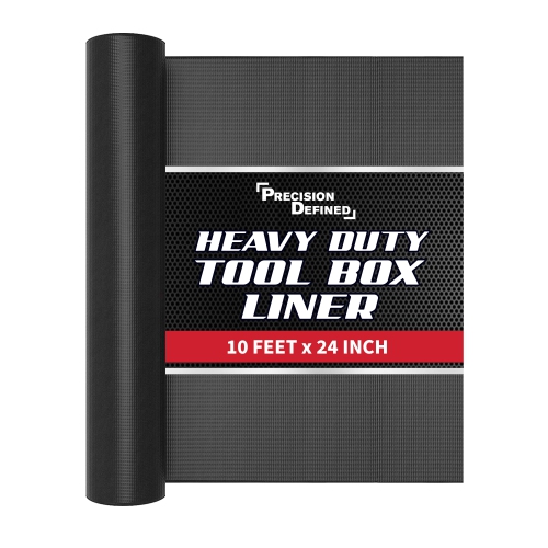 Precision Defined Professional Grade Tool Box Liner, 24" x 10 ft, Black | Tool Box Drawer Liner, Shelf Liner Non Slip Mat, Thick Cabinet Shelf Liner