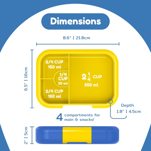 BOZ Bento Box for Kids - Toddler Lunch Box for Daycare - Leak Proof 4 Compartments Kids Lunch Container - Dishwasher Safe - Bento Lunch Box