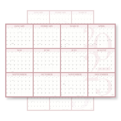 Rileys & Co 2025 Large Annual Erasable Laminated Wall Calendar, Jan 2025 - Dec 2025, 24 x 36 inch, 2-Sided Reversible Vertical/Horizontal