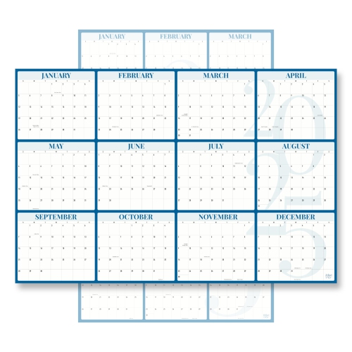 Rileys & Co 2025 Large Annual Erasable Laminated Wall Calendar, Jan 2025 - Dec 2025, 24 x 36 inch, 2-Sided Reversible Vertical/Horizontal