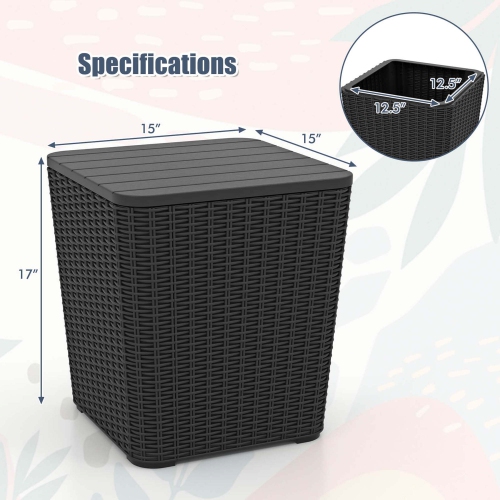 Costway 11.5 Gallon Water-proof Deck Box with Removable Lid Storage Container Side Table