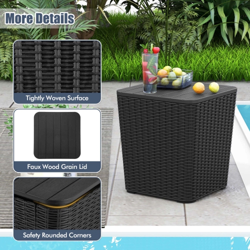 Costway 11.5 Gallon Water-proof Deck Box with Removable Lid Storage Container Side Table