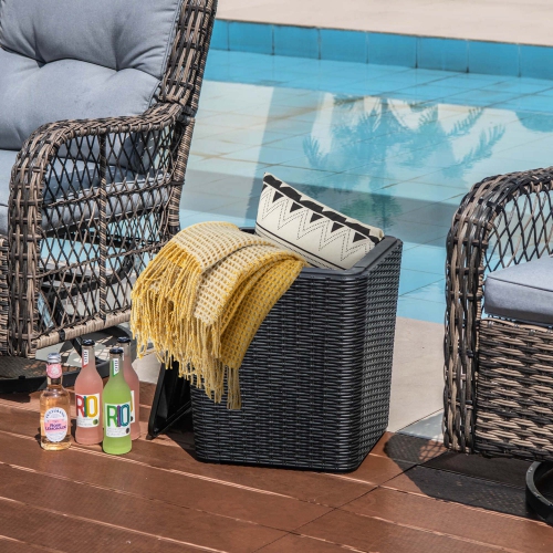 Costway 11.5 Gallon Water-proof Deck Box with Removable Lid Storage Container Side Table