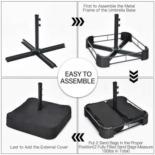 Ensemble patio osier de 9 pièces avec parasol recto verso 8 chaises empilables de Costway