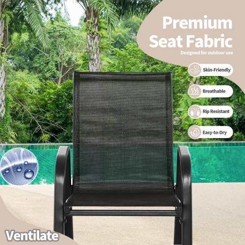 Costway 2 PCE Patio Rocking Chair Heavy-Duty Metal Rocker Outdoor Anti-Slip Black