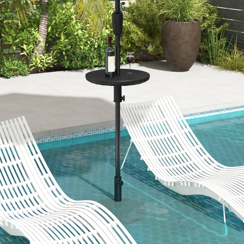 Costway 20" Patio Umbrella Table with 1.5" Umbrella Hole All-weather Round Table Tray