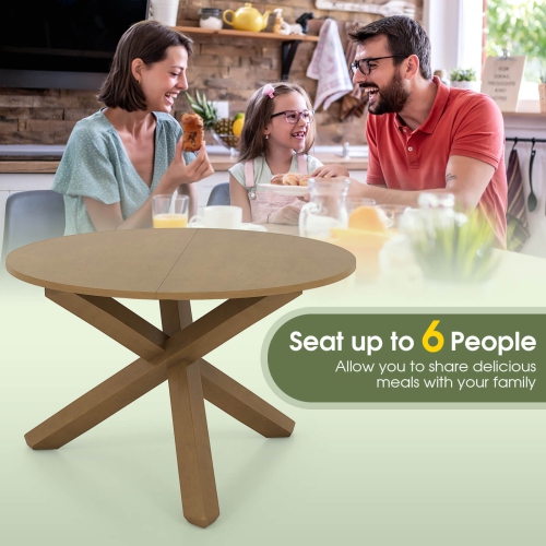 Table ronde de 47 po avec pattes en bois d'acacia massif de Costway pour 4-6 personne pour la cuisine
