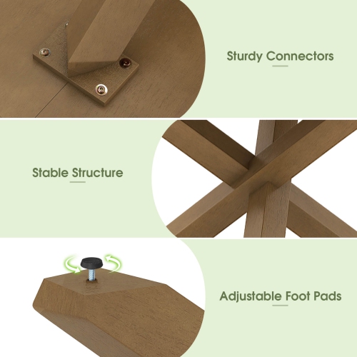 Table ronde de 47 po avec pattes en bois d'acacia massif de Costway pour 4-6 personne pour la cuisine