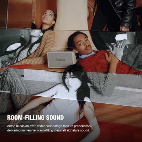 Haut-parleur de maison Bluetooth 26,01 x 15,01 x 16,99 Acton III de Marshall – Crème