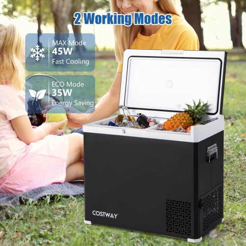 Costway 12 Volt Car Refrigerator 53QT Portable Car Fridge with -4℉~68℉ for RVs Adjustable Range