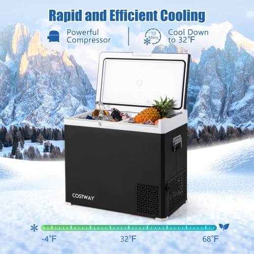 Costway 12 Volt Car Refrigerator 53QT Portable Car Fridge with -4℉~68℉ for RVs Adjustable Range