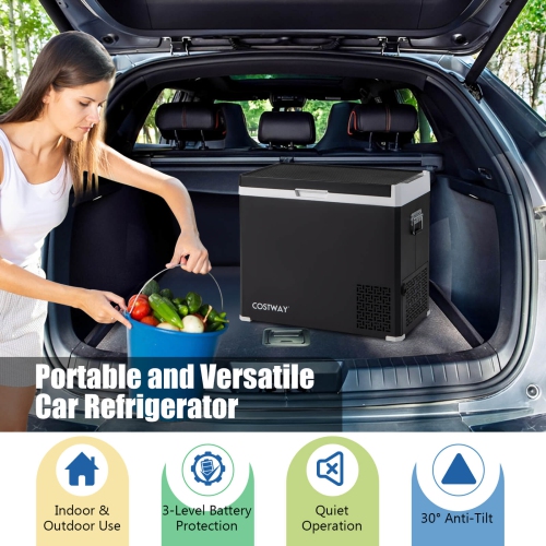 Costway 12 Volt Car Refrigerator 53QT Portable Car Fridge with -4℉~68℉ for RVs Adjustable Range