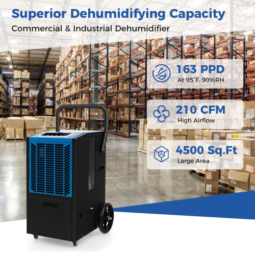 Déshumidificateur commercial de 163 chopines de Costway avec pompe et tuyau de drainage, déshumidificateur robuste