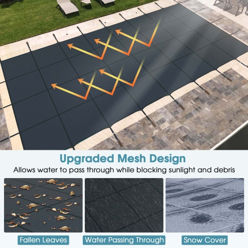 Goplus Winter Swimming Leaf Pool Cover Safety Pool Cover for Pool Size: 40 X 20 FT