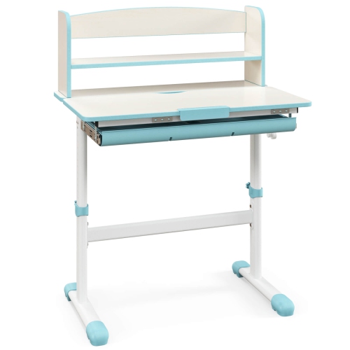 Costway Kids Study Desk with 7-Level Tiltable Desktop Adjustable Height Pull Out Drawer