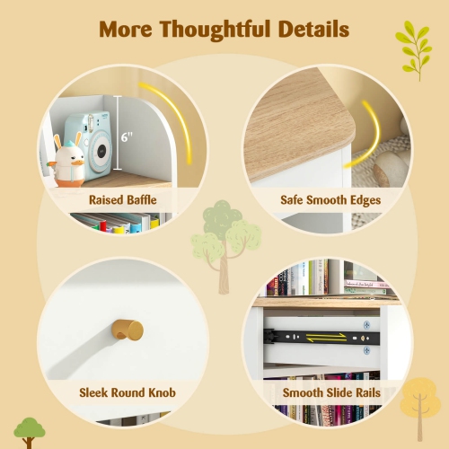 Costway Kids Wooden Study Desk Children Writing Table with Hutch & Drawer White