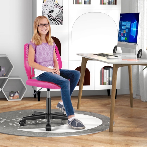 Chaise de bureau ergonomique à hauteur réglable pour enfants avec chaise de travail à roulettes universelles de Costway