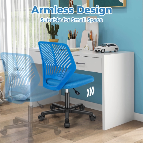 Chaise de bureau ergonomique à hauteur réglable pour enfants avec chaise de travail à roulettes universelles de Costway