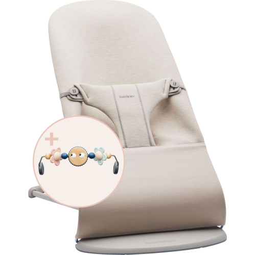 Ensemble Bouncer Bliss de BabyBjorn avec barre de jouets - 3D chandail beige pâle/Pastels de Googly Eyes