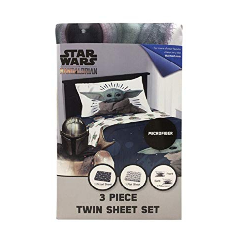 Star Wars The Mandalorian – Ensemble de draps en polyester doux multicolore de 3 pièces pour lit simple pour enfants