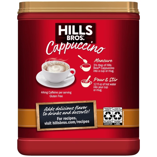 Hills Bros Instant Salted Caramel Cappuccino Mix, Easy to Use and Convenient, Enjoy Coffeehouse Flavor from Home, 14 Oz